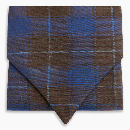 Blue and Brown Tartan Silk Blend Cravat Image 4