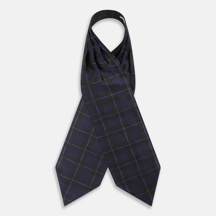 Green Tartan Silk Cravat Image 1