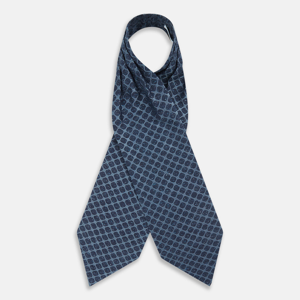 Navy Grid Silk Cravat