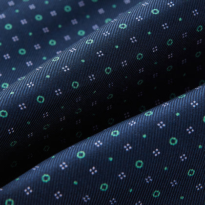 Dark Navy Geometric Pin-Dot Printed Silk Cravat Image 3