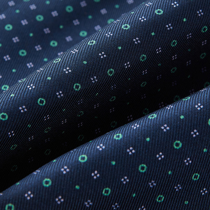 Dark Navy Geometric Pin-Dot Printed Silk Cravat Image 3