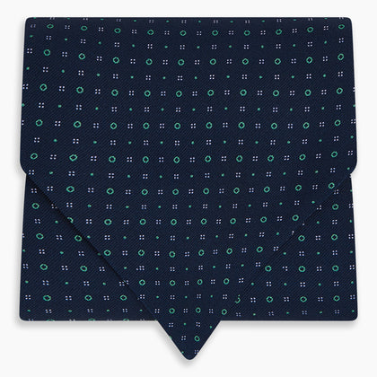 Dark Navy Geometric Pin-Dot Printed Silk Cravat Image 4
