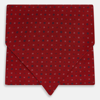 Red Geometric Pin-Dot Printed Silk Cravat