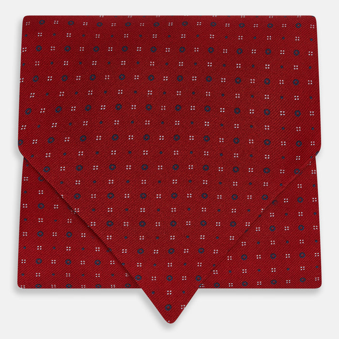Red Geometric Pin-Dot Printed Silk Cravat