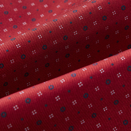 Red Geometric Pin-Dot Printed Silk Cravat Image 3