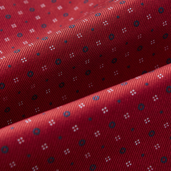 Red Geometric Pin-Dot Printed Silk Cravat Image 3
