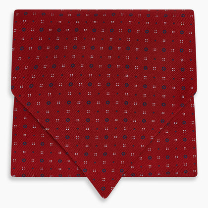 Red Geometric Pin-Dot Printed Silk Cravat Image 4