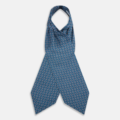 Blue Dotted Roundel Printed Silk Cravat Image 1