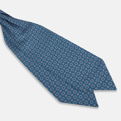 Blue Dotted Roundel Printed Silk Cravat Image 2