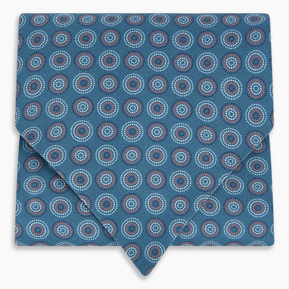 Blue Dotted Roundel Printed Silk Cravat Image 4