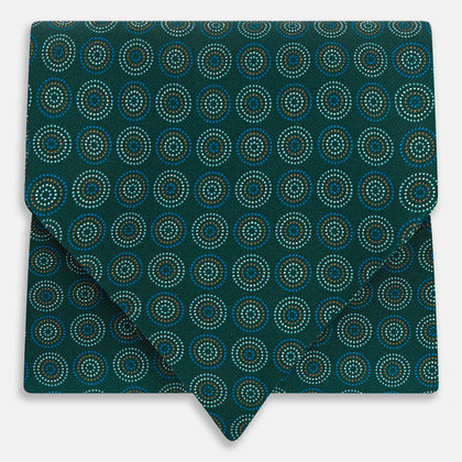 Forest Green Dotted Roundel Printed Silk Cravat