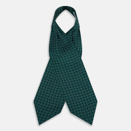 Forest Green Dotted Roundel Printed Silk Cravat Image 1