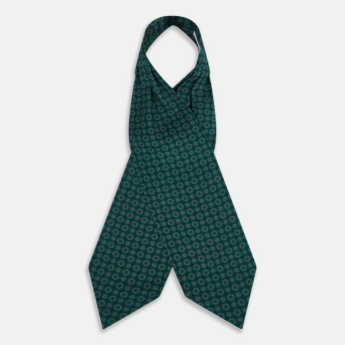 Forest Green Dotted Roundel Printed Silk Cravat Image 1