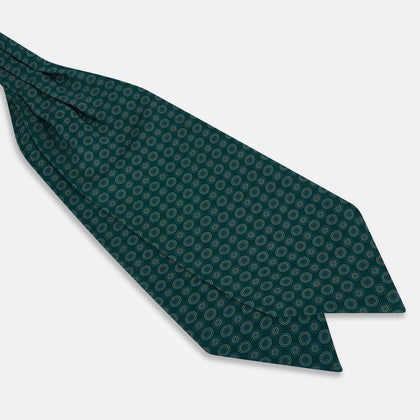 Forest Green Dotted Roundel Printed Silk Cravat Image 2