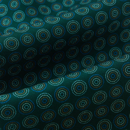Forest Green Dotted Roundel Printed Silk Cravat Image 3
