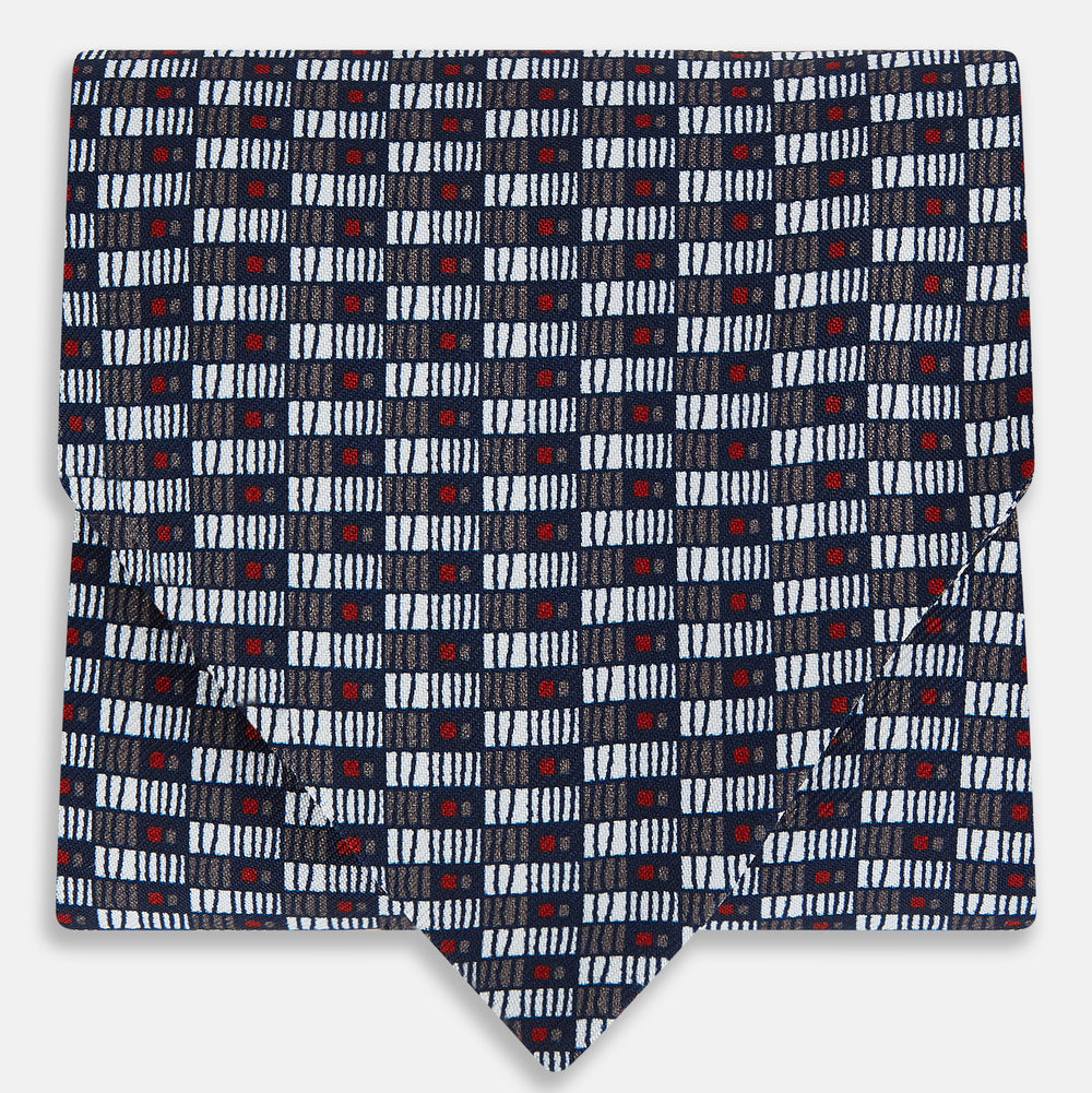 TIES ASCOTS GEO RECTANGLES PRINTED SILK ASH OS