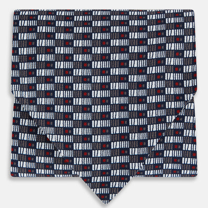 Ash Hatched Mosaic Silk Cravat