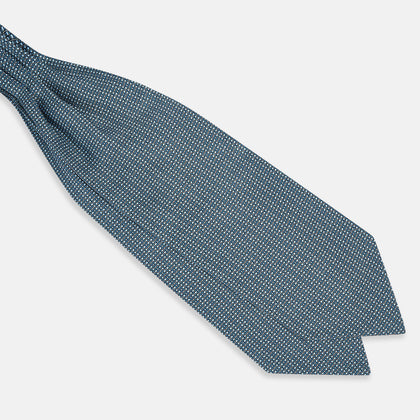 Blue Geometric Lattice Damier Printed Silk Cravat Image 2