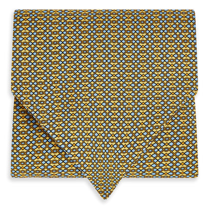Yellow Geometric Lattice Damier Printed Silk Cravat Image 4