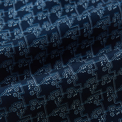 Dark Navy Floral Jigsaw Printed Silk Cravat Image 3