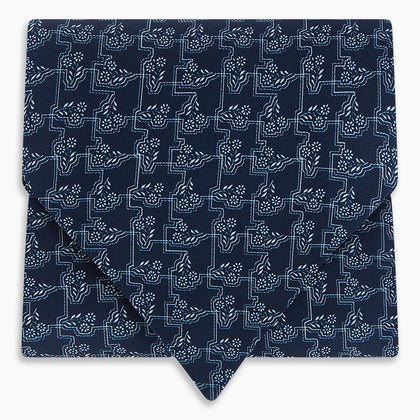 Dark Navy Floral Jigsaw Printed Silk Cravat Image 4