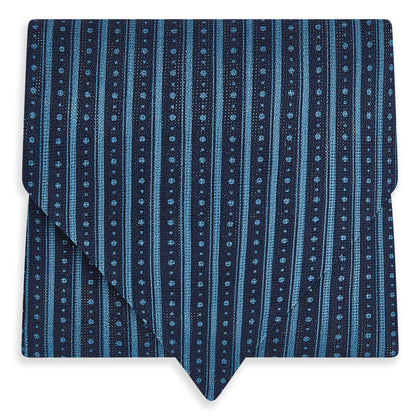 Blue Beaded Ticking Stripe Printed Silk Cravat Image 4