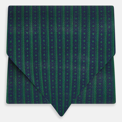 Forest Green Beaded Ticking Stripe Silk Cravat