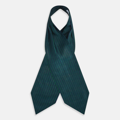 Forest Green Beaded Ticking Stripe Silk Cravat Image 1