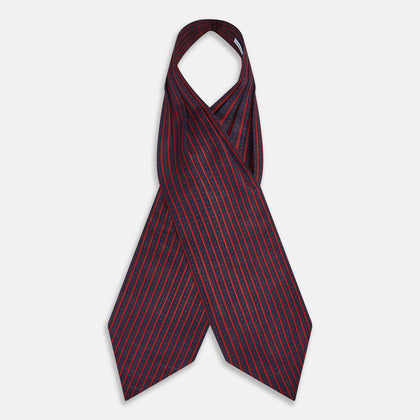 Red Beaded Ticking Stripe Printed Silk Cravat Image 1