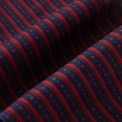 Red Beaded Ticking Stripe Printed Silk Cravat Image 3