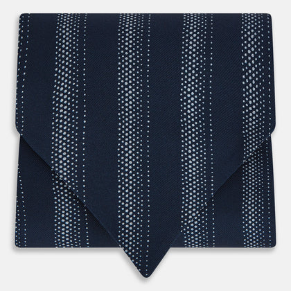 Navy Dotted Stripe Printed Silk Cravat