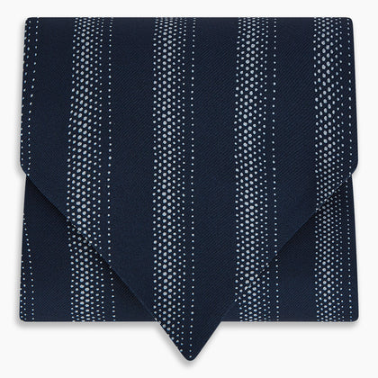 Navy Dotted Stripe Printed Silk Cravat Image 4