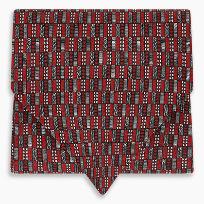 Red Hatched Mosaic Printed Silk Cravat Image 3