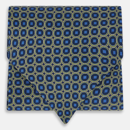 Navy Interlocking Circle Foulard Silk Cravat