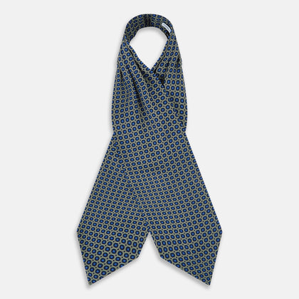 Navy Interlocking Circle Foulard Silk Cravat Image 1