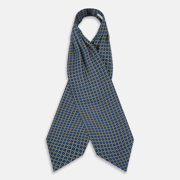 Navy Interlocking Circle Foulard Silk Cravat Image 1