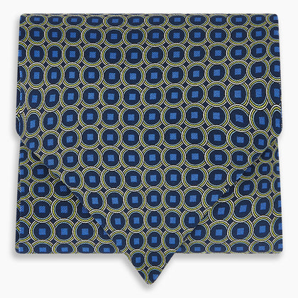 Navy Interlocking Circle Foulard Silk Cravat Image 3