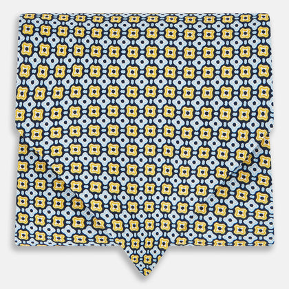 Citrus Yellow Abstract Quatrefoil Foulard Printed Silk Cravat