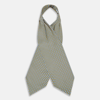 Citrus Yellow Abstract Quatrefoil Foulard Printed Silk Cravat Image 1