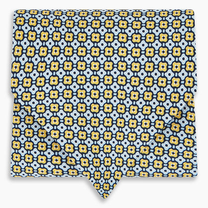 Citrus Yellow Abstract Quatrefoil Foulard Printed Silk Cravat Image 3