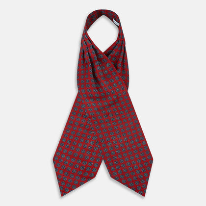 Red Rosette Medallion Printed Silk Cravat Image 1