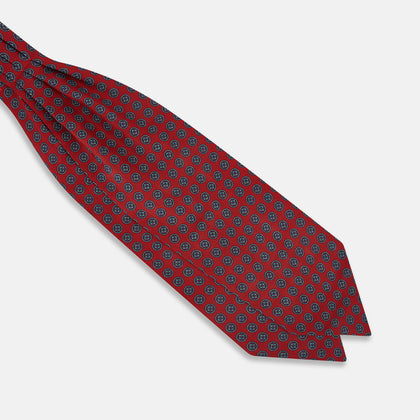 Red Rosette Medallion Printed Silk Cravat Image 2