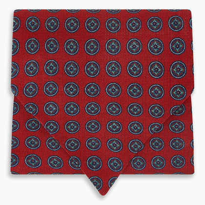 Red Rosette Medallion Printed Silk Cravat Image 3