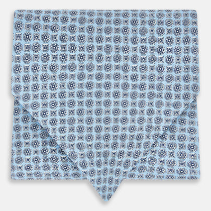 Pale Blue Floral Trellis Silk Cravat