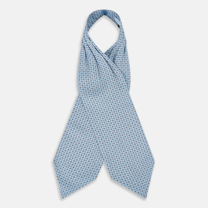 Pale Blue Floral Trellis Silk Cravat Image 1