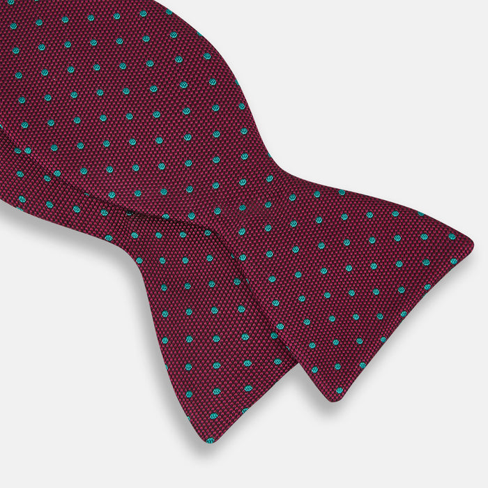 Green and Magenta Spot Silk Bow Tie Image 2