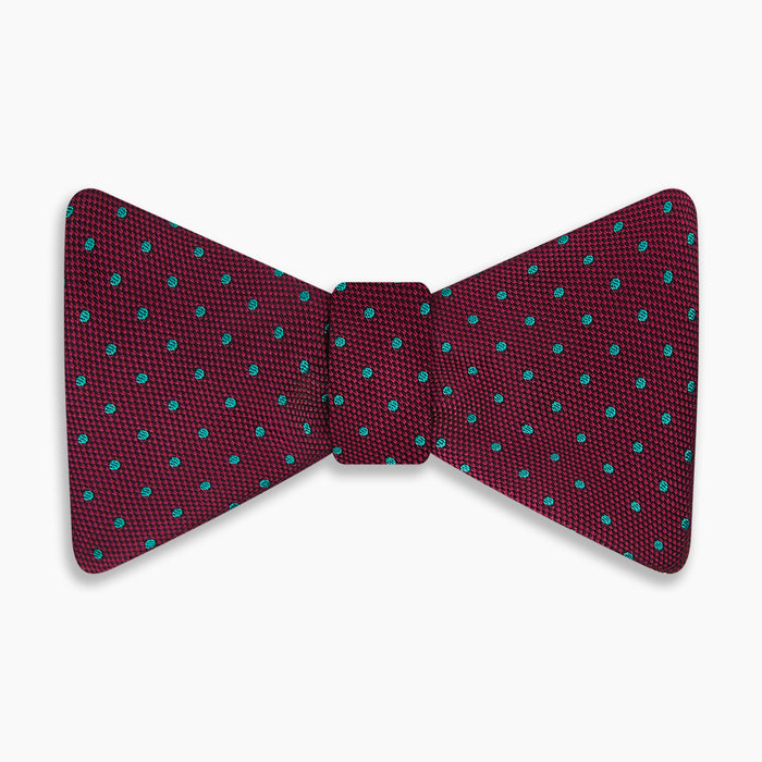 Green and Magenta Spot Silk Bow Tie Image 3