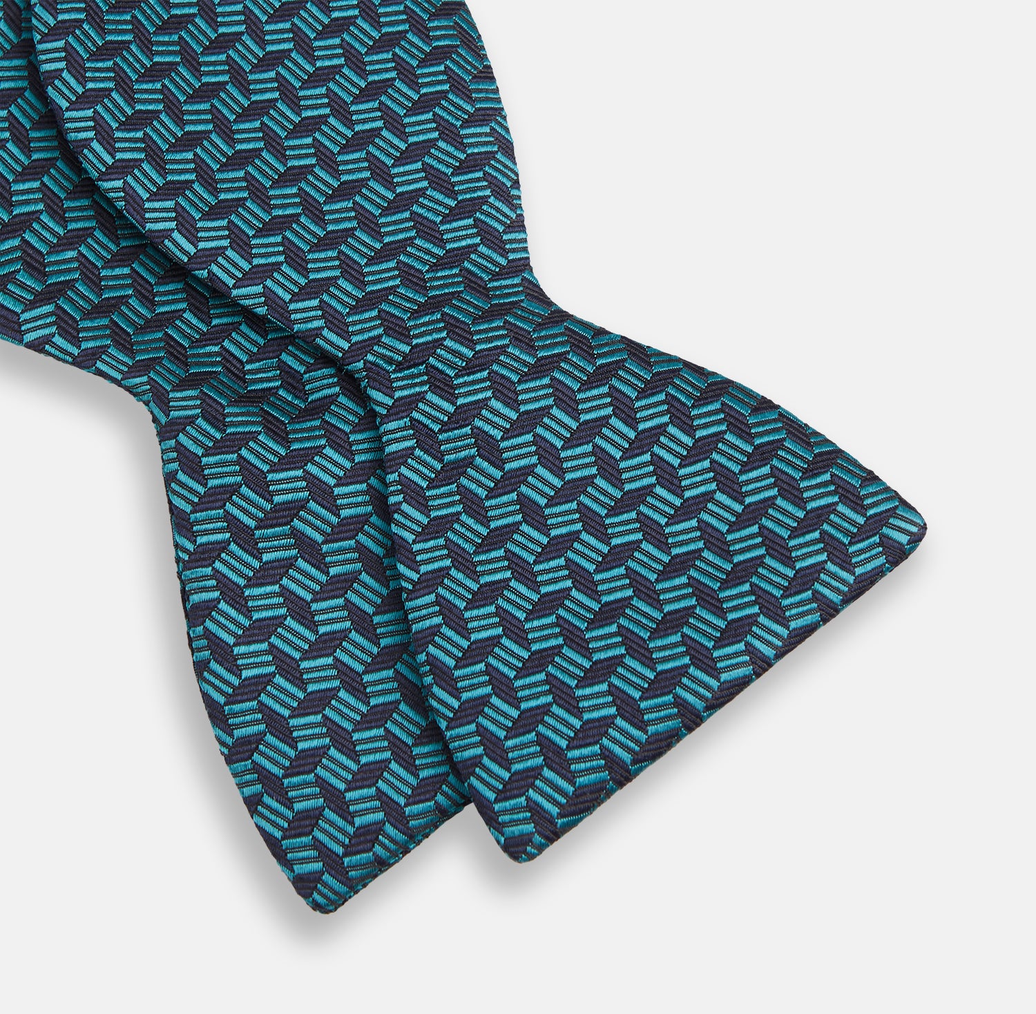 Turquoise Geometric Silk Bow Tie