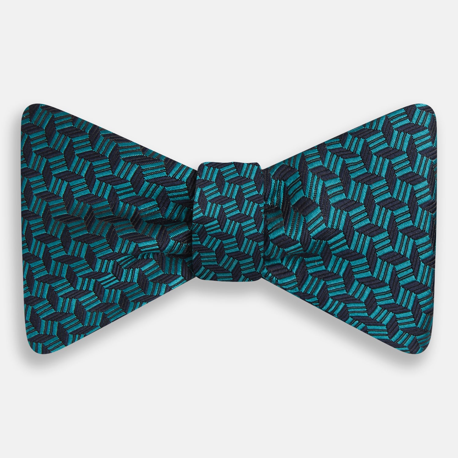 Turquoise Geometric Silk Bow Tie
