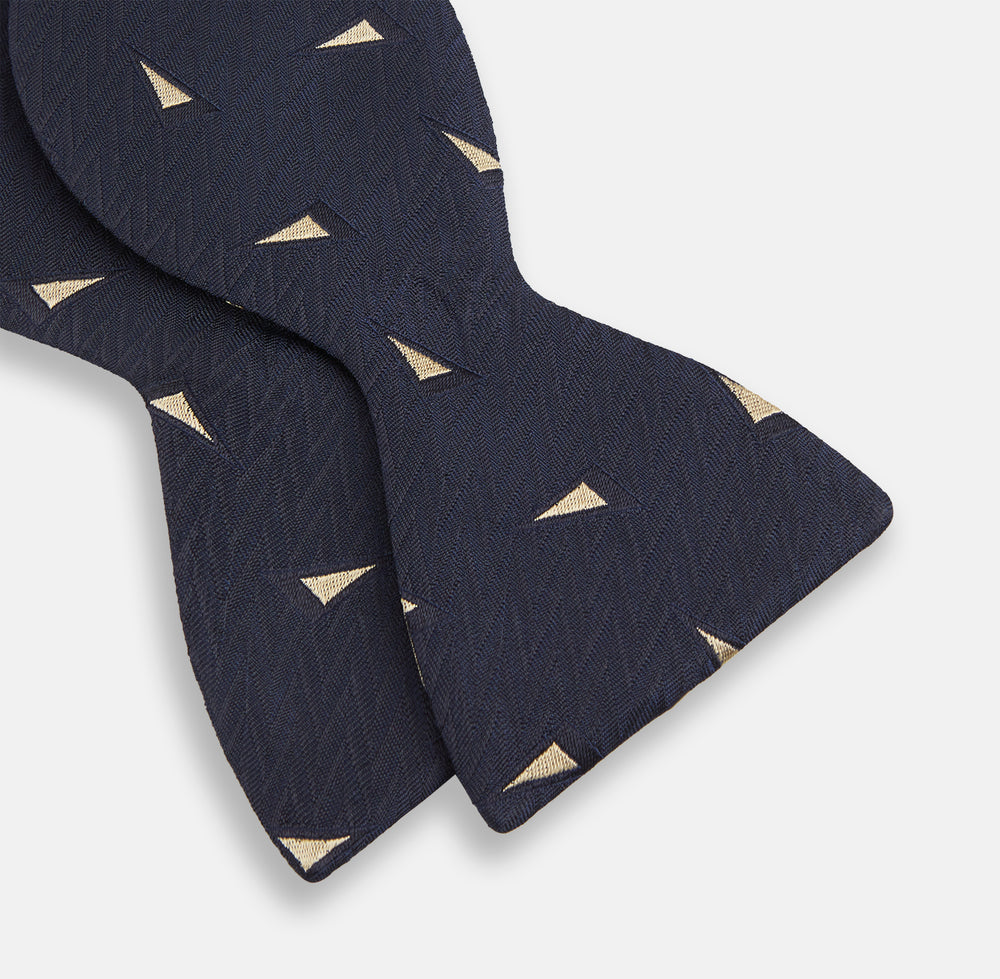 Navy Triangle Silk Bow Tie